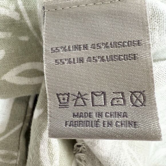 Charlie Paige Linen Blend Shift Dress M Sage Green Leaf Print Sleeveless - Picture 10 of 13